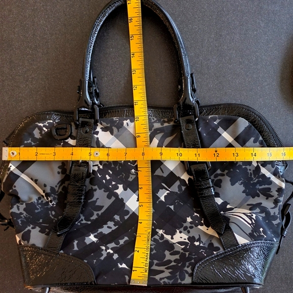 Burberry Foley White/Black/Gray Floral Beat Medium Check Satchel - Picture 13 of 16